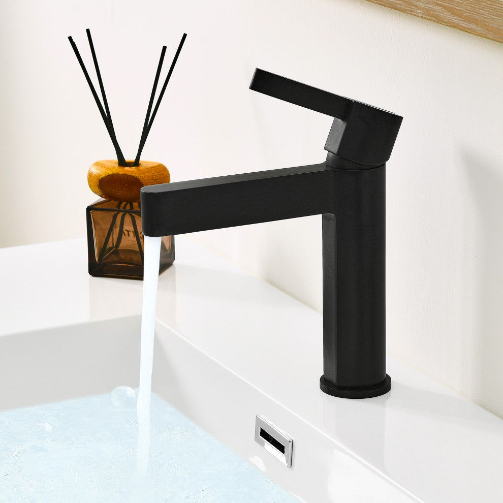 Stila Single Hole Single-Handle Bathroom Faucet, Matte Black