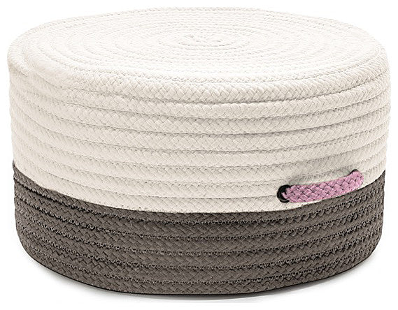 Colonial Mills Pouf Color Block Pouf Gray and Pink Round