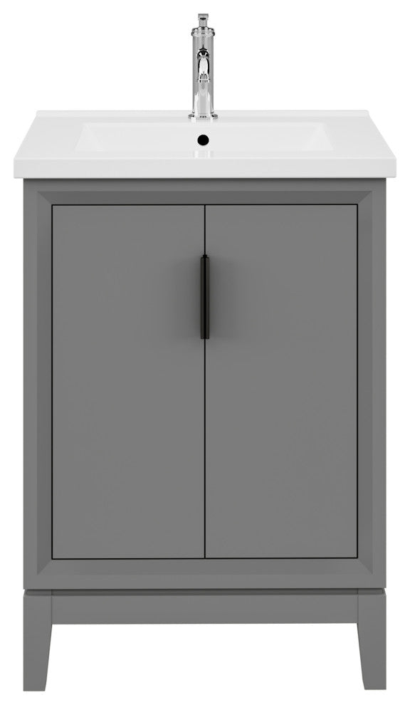 Elise 24 In. Ceramic Sink Top Vanity in Cashmere Grey with Single Faucet