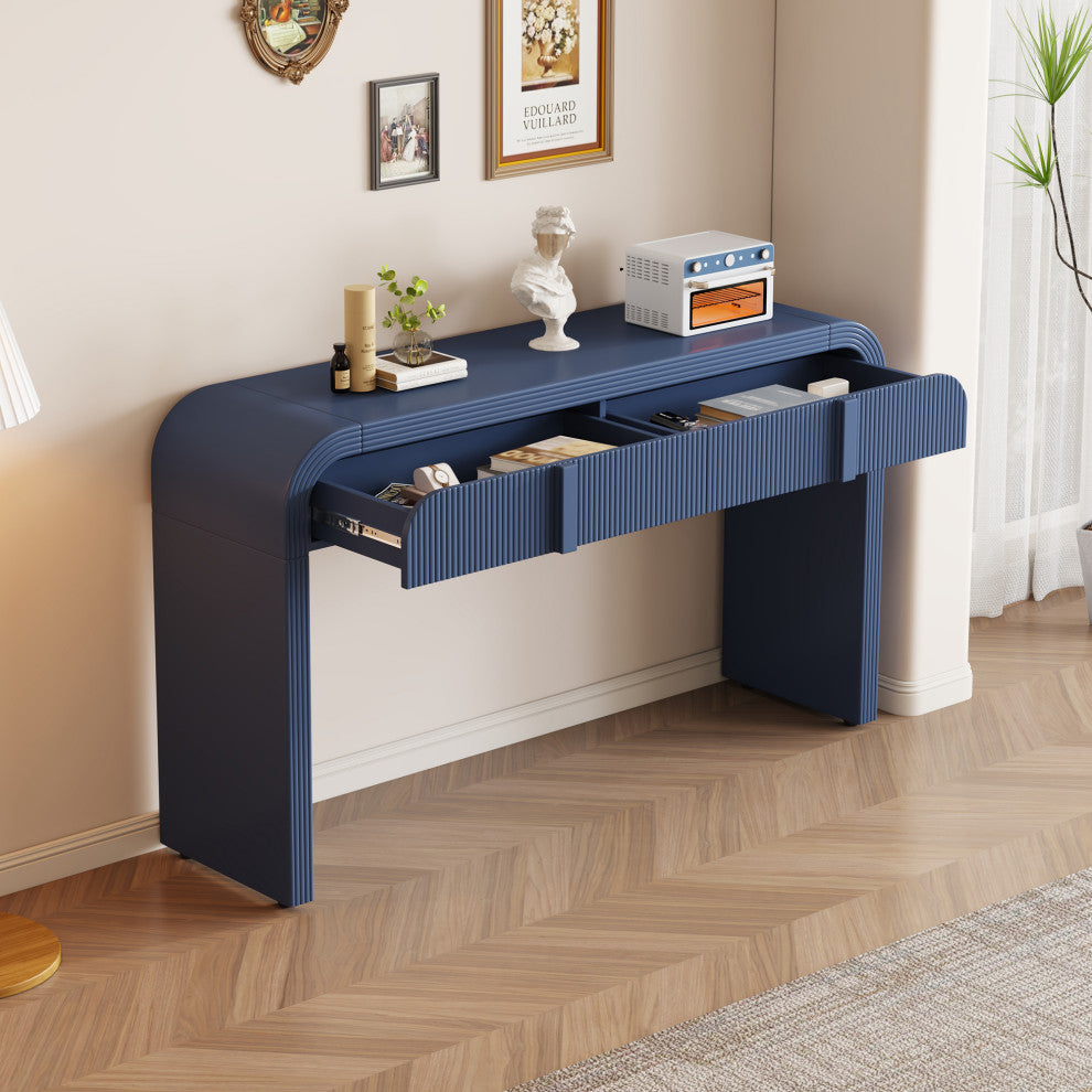Gewnee Unique Modern Rounded Silhouette and Smooth Surface Console Table