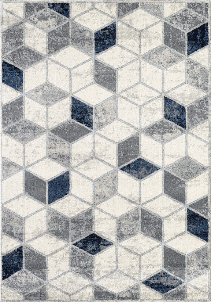 Abani Arto ART120A Geometric Cubes Neutral Grey Area Rug
