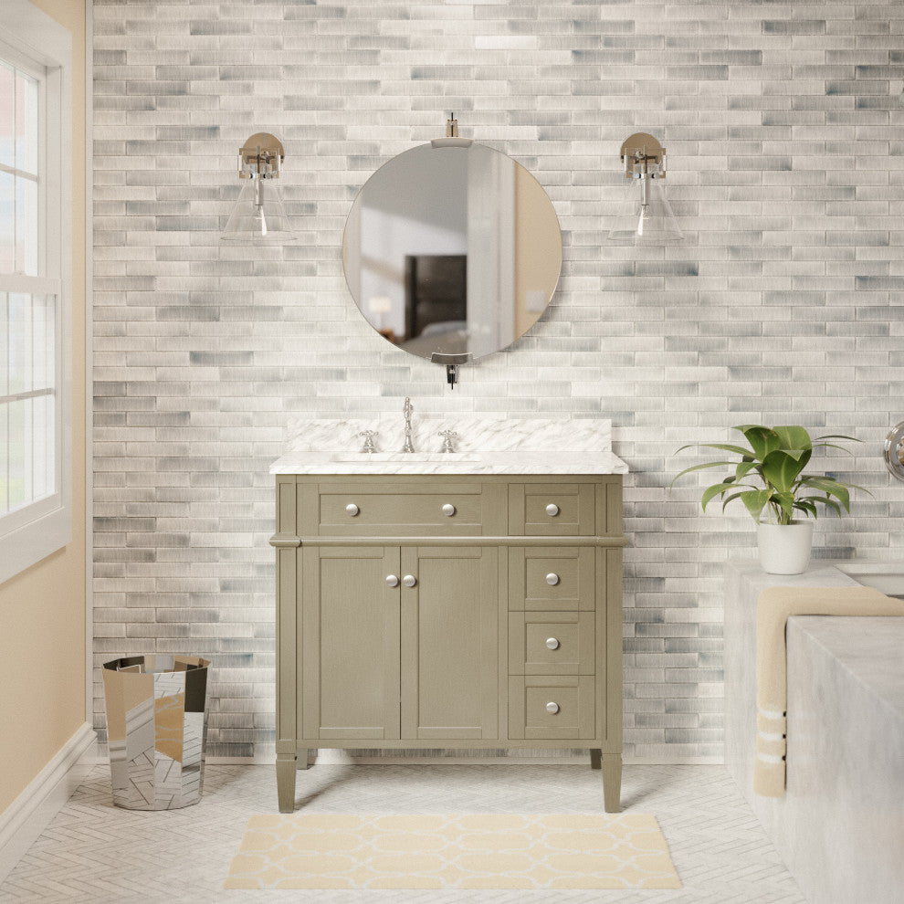 Hailey 36" Bathroom Vanity, Weathered Gray, Carrara Marble