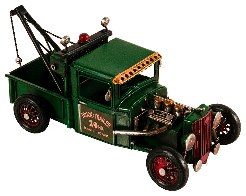 Handmade Vintage Tow Truck Model, Collectible Metal Scale Model Truck