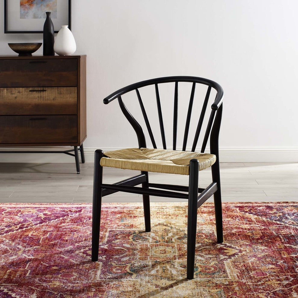 Black Flourish Spindle Wood Dining Side Chair