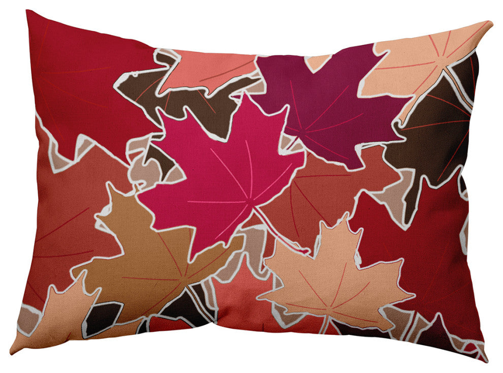 Leaf Pile Accent Pillow, Fuschia, 14"x20"
