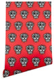 Deny Designs Andi Bird Sugar Skull Fun Red Wallpaper, Red, 2'x4'