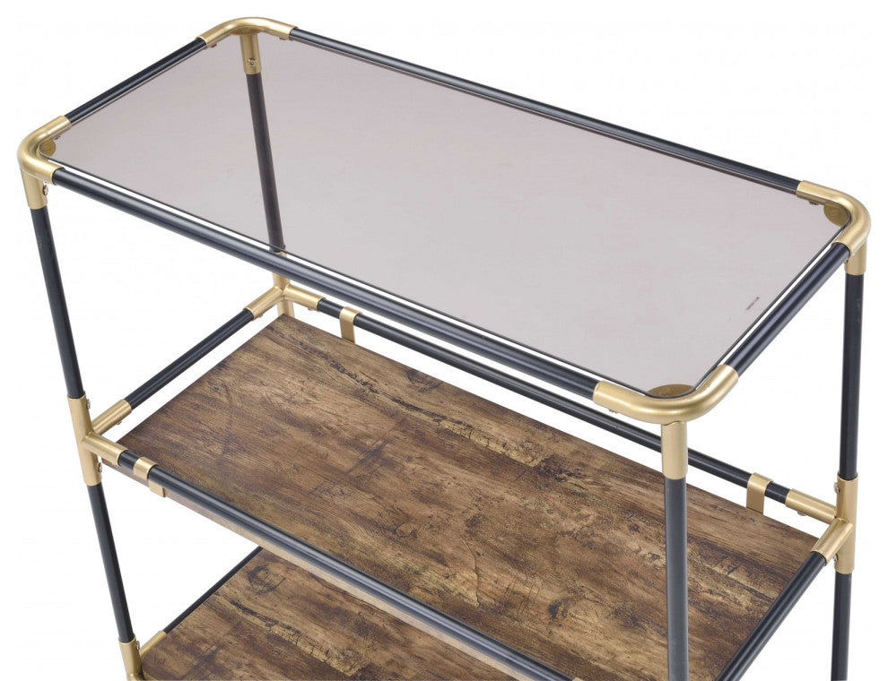 HomeRoots 44" X 16" X 28" Black Solid Wood Leg Console Table