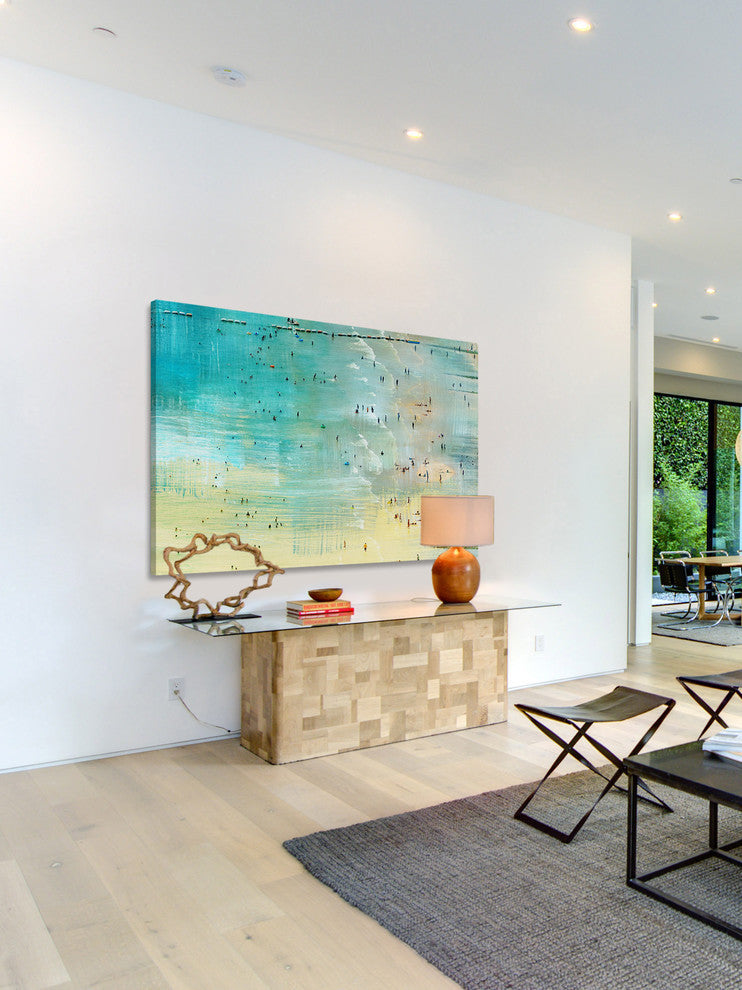 "Specks In The Water" Painting Print on Wrapped Canvas, 36"x24"