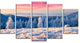 Amazing Winter Sunrise in Mountains, White, Landscape Canvas, 60"x32", 5 Panels