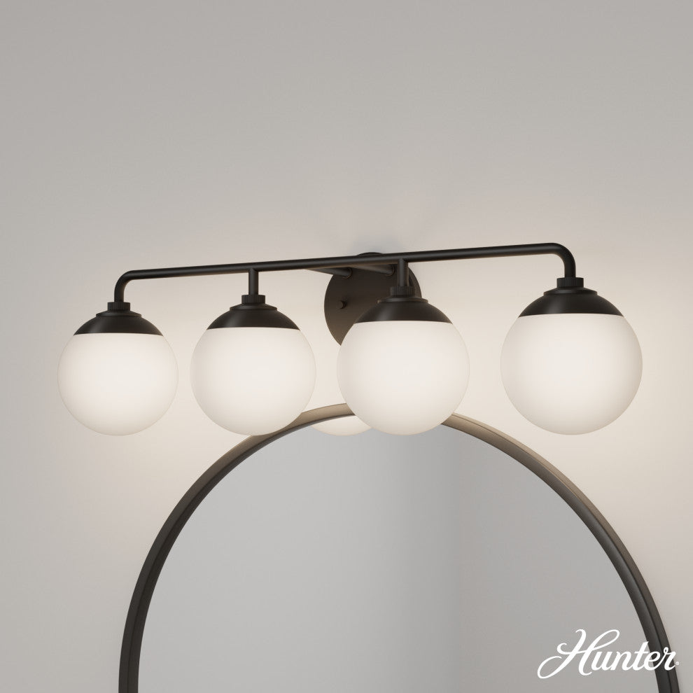 Hunter Hepburn Matte Black 4 Light Bathroom Vanity Wall Light Fixture