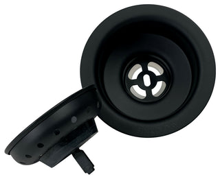 SinkSense Matte Black 3.5" Basket Strainer Drain with Post Style Basket