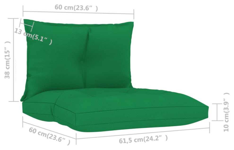 Vidaxl Pallet Sofa Cushions 2-Piece Green Fabric