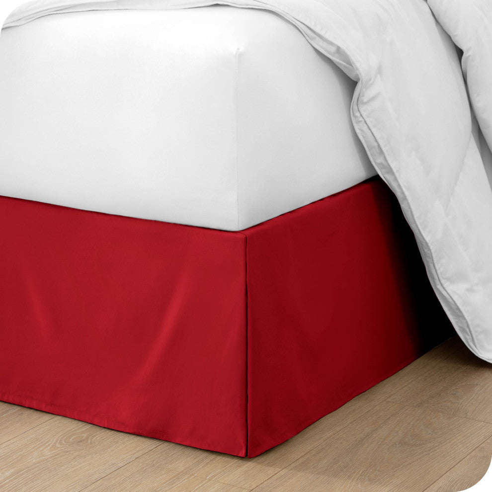 Bare Home Microfiber Bed Skirt , 15" Drop Length, Red, Twin Xl