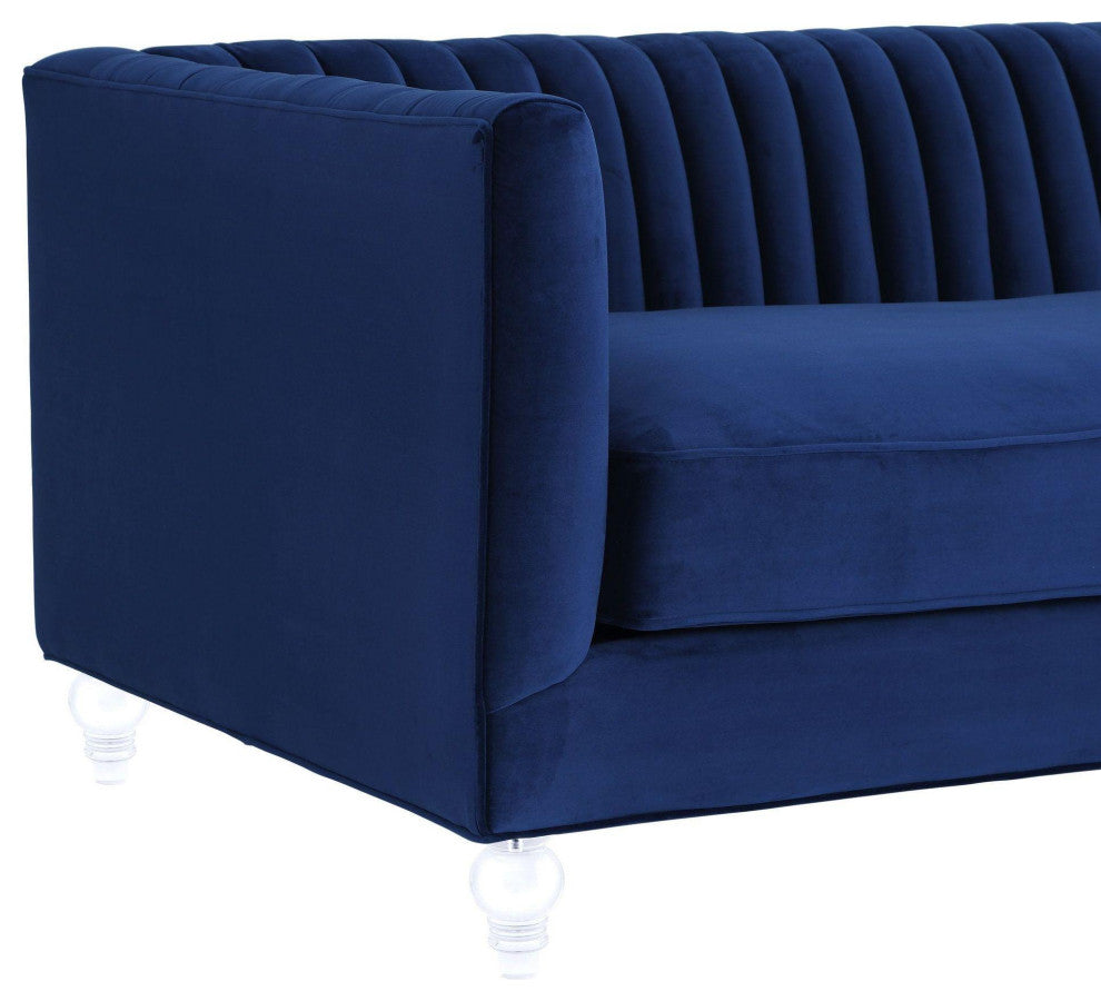 TOV Furniture Aviator Navy Velvet Sofa