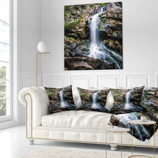 Waterfall in Sofia Bulgaria Landscape Printed Throw Pillow, 16"x16"
