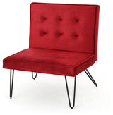 GDF Studio DuSoleil Velvet Modern Armless Chair, Berry