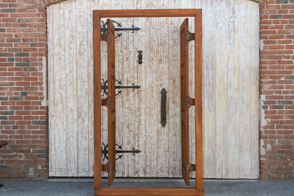 Antique British Colonial Teak Doors with Frame