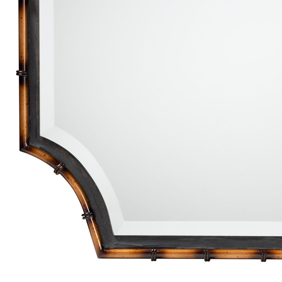 Lieven Rustic Two-Tone Light Brown and Black Finished Metal Accent Wall Mirror
