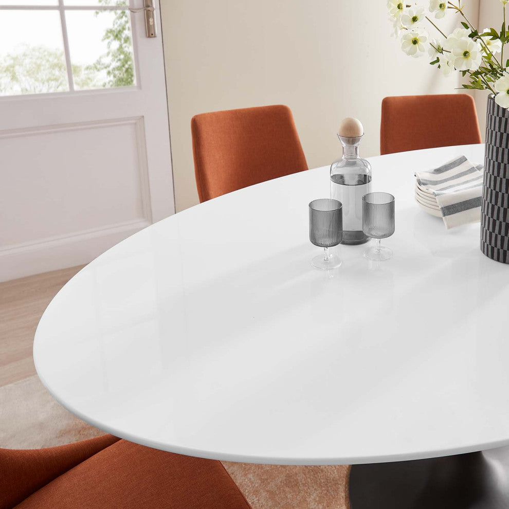 Black White Lippa 78" Oval Wood Dining Table