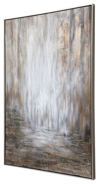 Oversize Modern Abstract Earth Tones Painting 61" Bronze Gold Silver Metallic