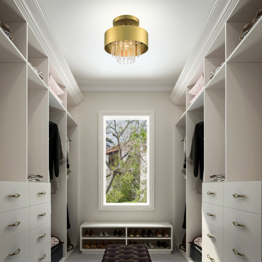 Livex Lighting Orenburg 3 Light Natural Brass Semi-Flush