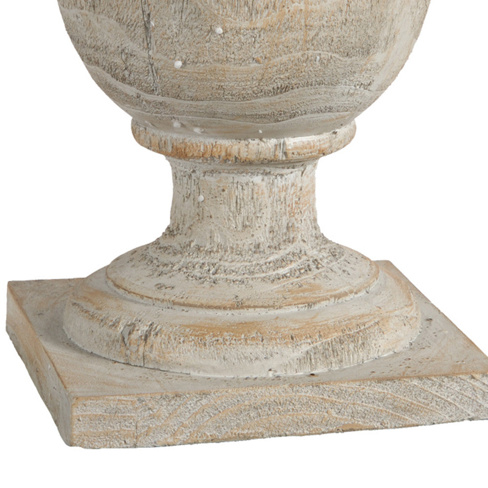 Benzara BM285582 22" Accent Decor Statuette, Turned Finial Design, Off White