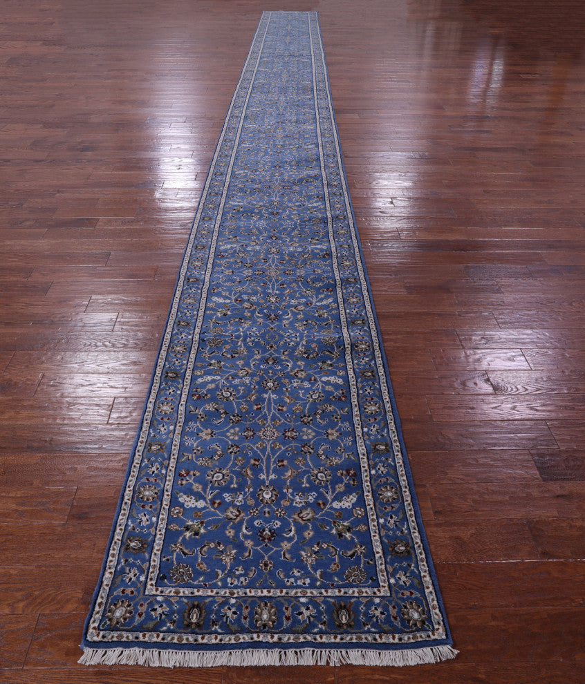 2' 9" X 31' 10" Wool & Silk Persian Nain Handmade Runner Rug - Q14882