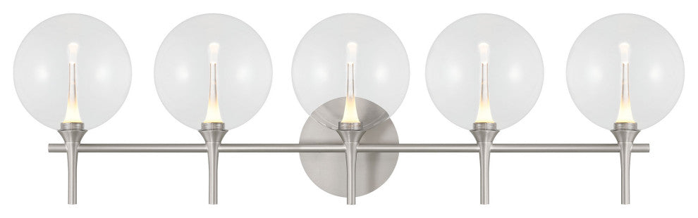 Iissa, Vanity, 5Lt, Satin Nickel, Clear Glass