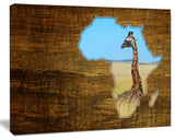 Africa Wildlife Map Design, Abstract Canvas Artwork, 40"x30"