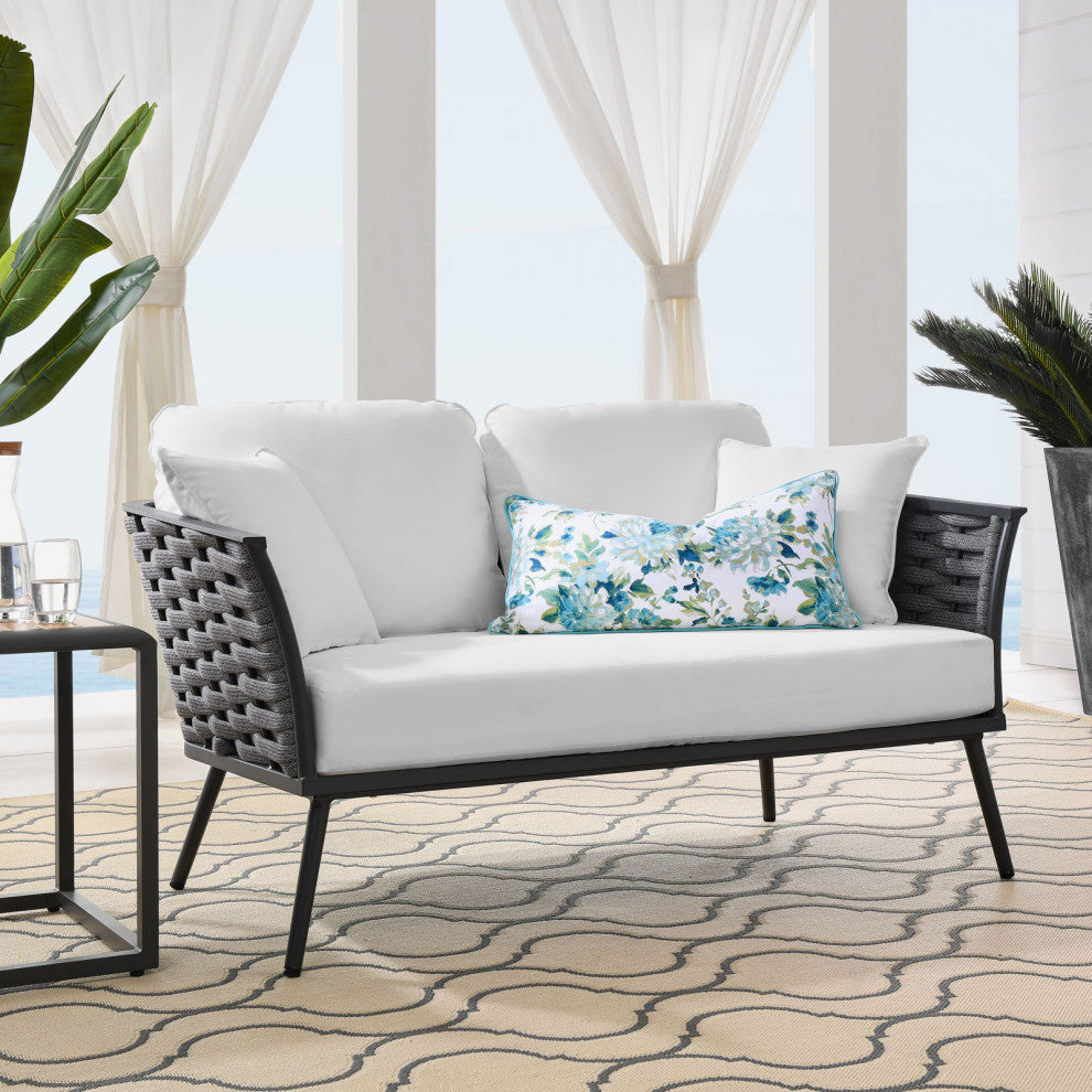 Stance Outdoor Patio Aluminum Loveseat Gray White