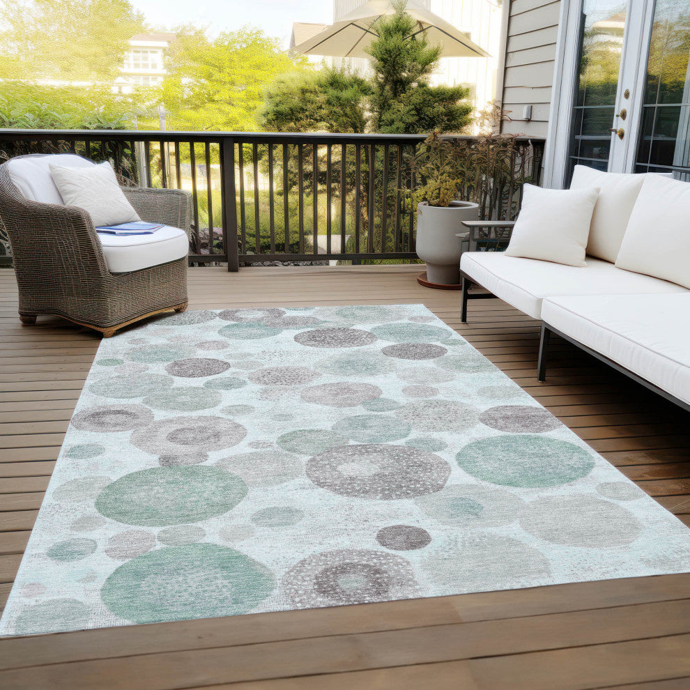 Machine Washable Indoor/Outdoor Chantille ACN1896 Mint 3' x 5' Rug