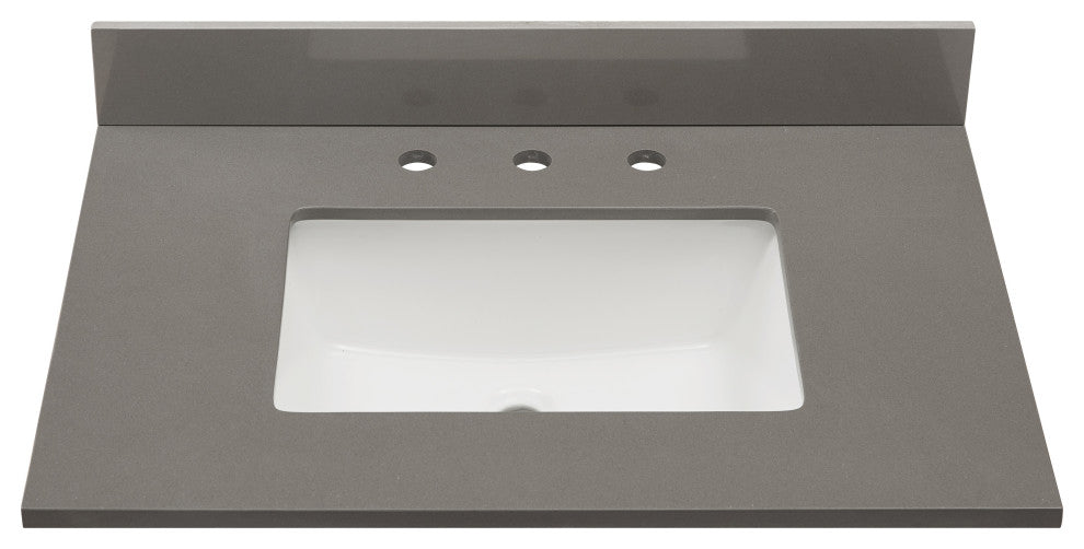 Madrid Bathroom Vanity Countertop, Concrete Gray With White Sink, 31"