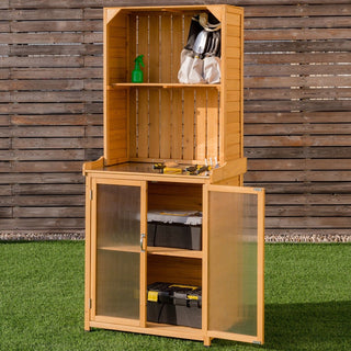 Lifestyle image: product shown outdoors with tools and open compartments; real environment; full unit visible.