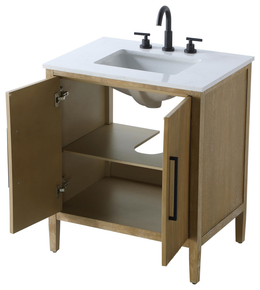 Home Living 30" Single Bathroom Vanity, Linen Oak