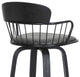 Willow 25.5" Swivel Black Wood Counter Stool Gray Faux Leather with Black Metal, 30