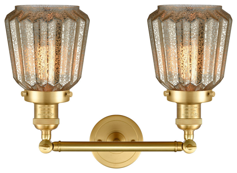 Chatham 2 Light Bath Vanity Light, Satin Gold, Mercury