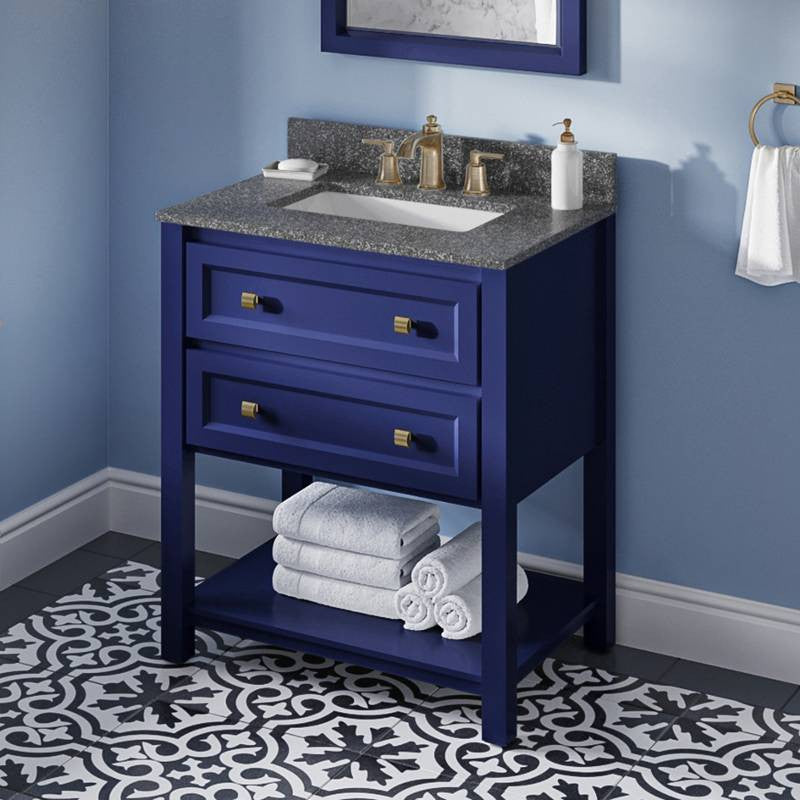 Adler Transitional 30" Hale Blue Vanity, Boulder Cultured Marble Vanity Top