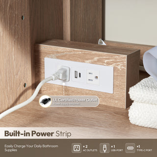 Alistair Vanity, North American Oak, Matte Black Hardware, 36", With Mirror