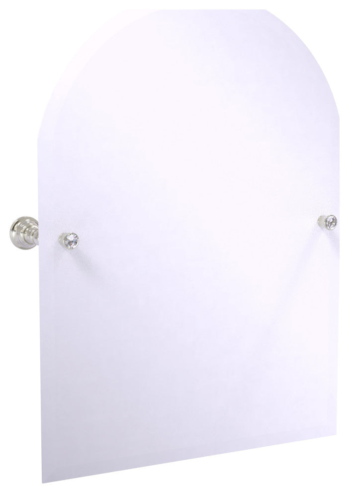 Carolina Crystal Frameless Arch Top Tilt Mirror, Beveled Edge, Satin Nickel