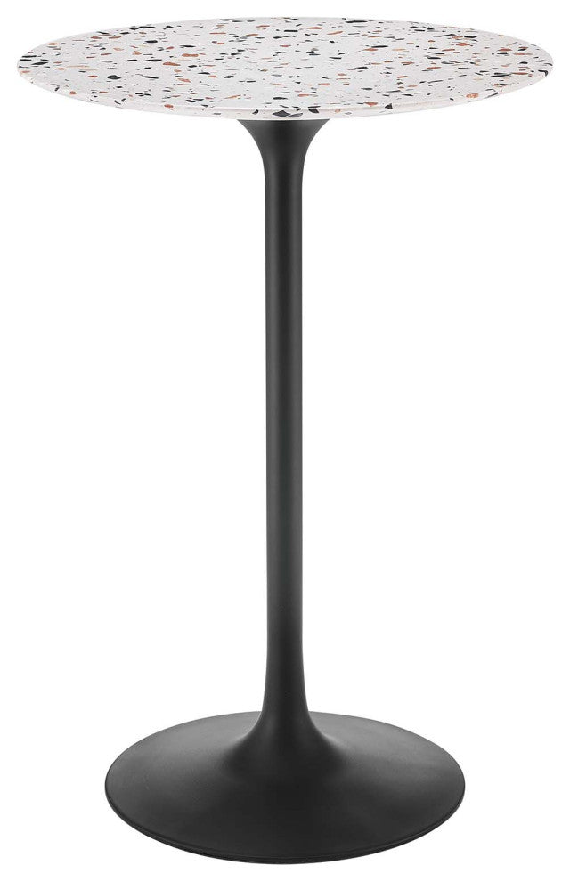 Lippa 28" Round Terrazzo Bar Table, Black White