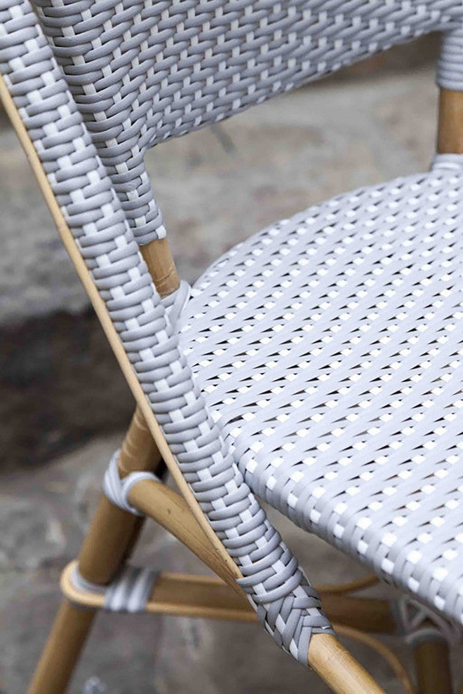 Sofie Outdoor Bistro Stacking Side Chair, Gray With White Dots