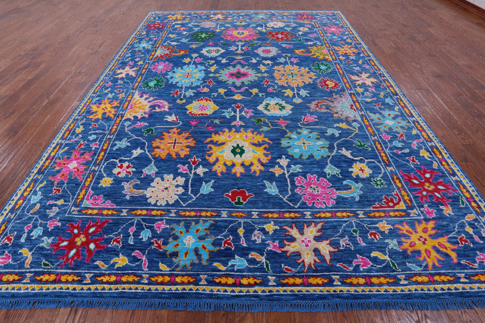 9' 0" X 12' 2" Hand-Knotted Turkish Oushak Wool Rug - Q14938