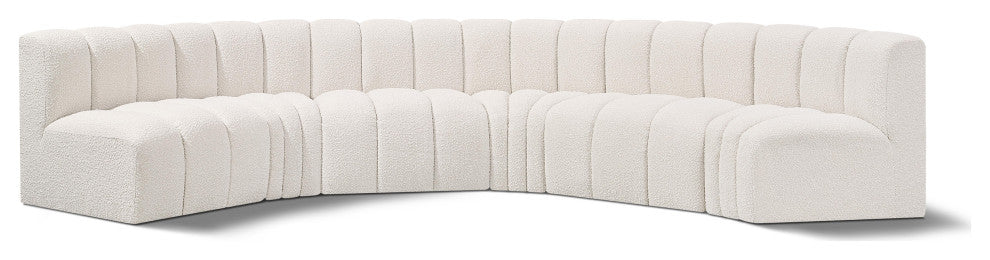 Arc Boucle Fabric Upholstered 6-Pc. U-Shaped Modular Sectional, Cream