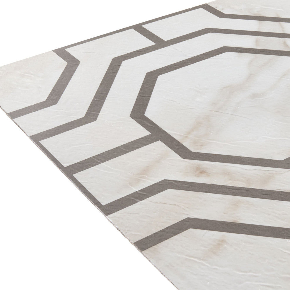 PowerSellerUSA Self-Stick Vinyl Modern Geometric 20-Pcs 1.5mm Thick Tiles 12"