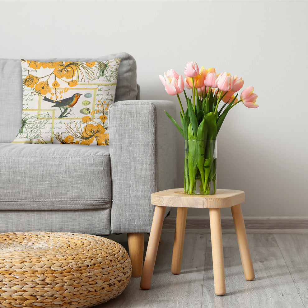 Singing Bird Decorative Throw Pillow, Mango, 18"x18"