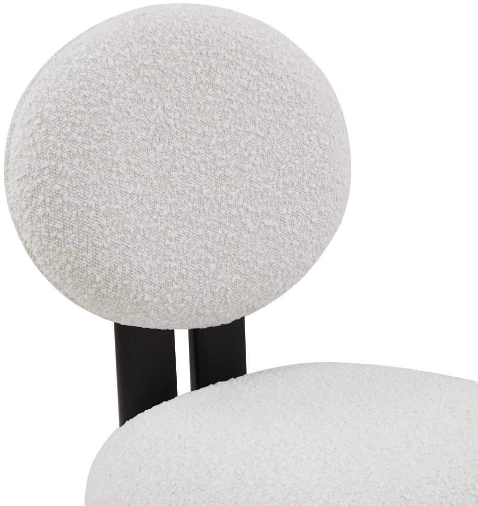 Napa Boucle Fabric Dining Chair, Set of 2, Cream, Black Finish