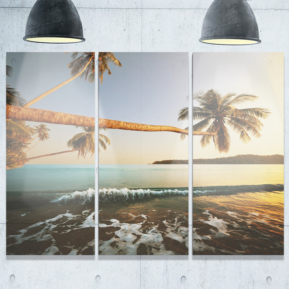 "Andaman Sea Large Coconut Palms" Metal Wall Art, 3 Panels, 36"x28"