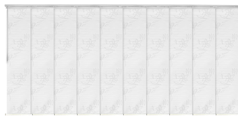 Flourishing White 10-Panel Track Extendable Vertical Blinds 120-218"W