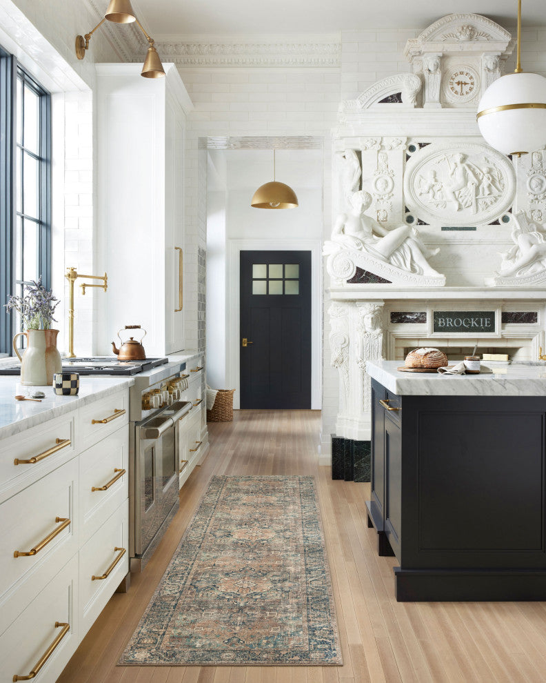 Margot Oriental Terracotta/Lagoon Area Rug, 7'6"x9'6"