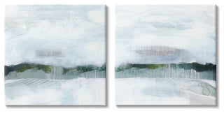 Rainy Day Abstract Field Landscape Busy Grey Green,17 x 17